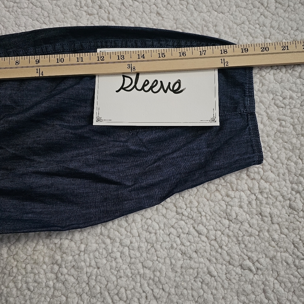 Talbots Denim Shirt Womens 3x Blouse Tunic Five Buttons 3/4 Sleeve - Picture 7 of 9